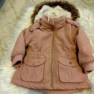 Infant toddler H&M parka. Size 9-12 months. Dusty rose color. Gently used.